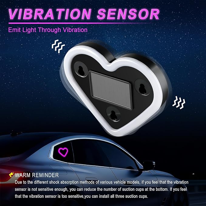 iFunyLED Heart-Shaped Solar Powered Car LED Interior Ambient Light, Wireless Lamp with 5 Lighting Modes, Dual Charging & Dual Sensor Design, Cute Car Accessories Gift for Women, Pack of 1 (Pink) - Image 6