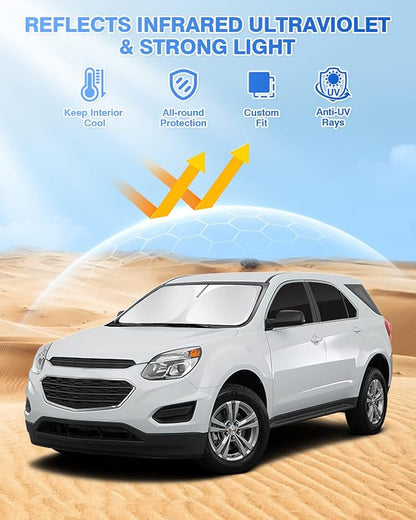 Canvcle Windshield Sun Shade for 2010-2017 Chevrolet/Chevy Equinox Accessories Side Rear Window Shade Cover Sun Visor Shield Privacy Protection Keep Vehicle Cool Black 8PCS - Image 2