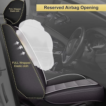 IKABEVEM Car Seat Covers Full Set Fit for Infiniti QX55 2022-2025 2026: 5 Seats Auto Interior Accessories, Faux Leather Waterproof Seat Cushions Vehical Cover (Black&Grey) - Image 4