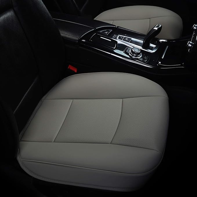 Car Interior PU Leather Car Seat Cover Protector Front Car Seat Cover,Single Seat Cover (Width 20.8×deep 21×Thick 0.2 inch) (Gray) Taupe by EDEALYN