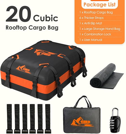 Car Rooftop Cargo Carrier Bag 15-20 Cubic Feet(20Cu.Ft-Orange) - Image 8