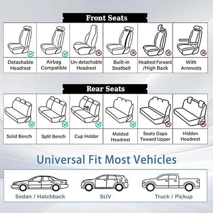 WELLDO Nappa Faux Leather Car Seat Covers Full Set, Beige | Waterproof, Non-Slip Seat Protector, 0.28in Thickened Cushion, Airbag Compatible, Universal for Cars SUV Truck Pickup - Image 6
