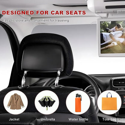4PCS Car Seat Headrest Hook, Adjustable Vehicle Backseat Hanger Storage Organizer, Universal Seat Back Holder Hooks for Purse Coat Grocery Bag, Car Accessories (Black) - Image 5