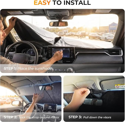 [2026 Upgraded] DooGooCoo Windshield Sun Shade for Chevy Equinox 2018-2025 2026 [Cooling Ice-Crystal, 100% Sun Block ] Sunshade for Car Windshield for Chevy Equinox Sun Shade, Custom Fit. - Image 7