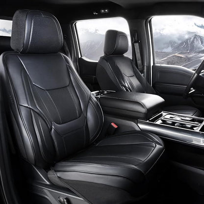 Coverland Custom SUV Car Seat Covers for 2025-2026 Subaru Forester | Premium Waterproof Faux Leather Non-Slip Memory Foam Airbag Compatible Custom Fit Interior Protector [Front Seat-Black] by Coverland