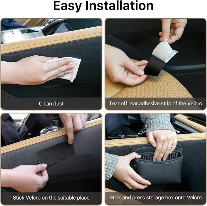 SOOPII 2Pack Car Seat Side Storage Pocket, PU Leather Small Organizer, Multifunctional Console Side Organizer Bag for Phone,Keys, Sunglass and Wallet (Black) - Image 7