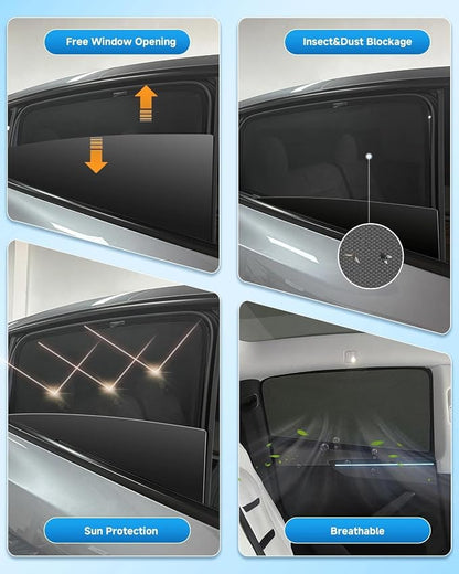 Car Window Shade for Ford F150 2021-Now, 4 Pack Magnetic Mesh Sun Shades for Front & Rear Windows, UV Glare Protection & Baby Car Shade for Napping Camping Breastfeeding - Image 6