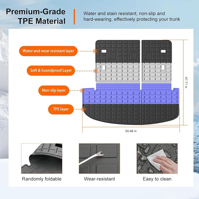 powoq Cargo Mat with Backrest Mat Compatible with 2020-2025 Kia Telluride | Trunk Mat with Backrest Mats TPE All Weather Protection , Durable Replacement for 2020-2025 Kia Telluride Accessories - Image 5