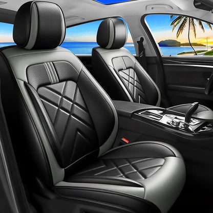 Car Seat Covers Compatible with Kia Sportage 2009-2026, Premium Full Coverage Leather Automotive Seat Protectors, All Seasons Waterproof Breathable, Airbag Compatible, Front Seats, Black Gray by Unknown