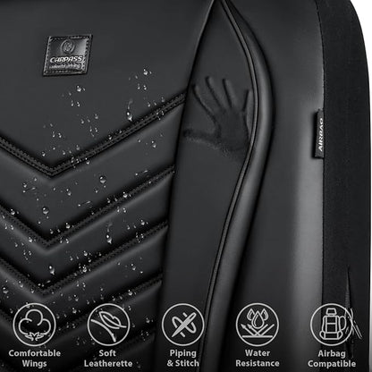 CAR PASS 3D Foam Faux Leather Seat Covers Full Set,Waterproof Leather Seat Cover for Cars,Luxury Universal Fit for SUV Truck Sedan Automotive, Armrest Airbag Compatible Anti-Slip, All Black - Image 7