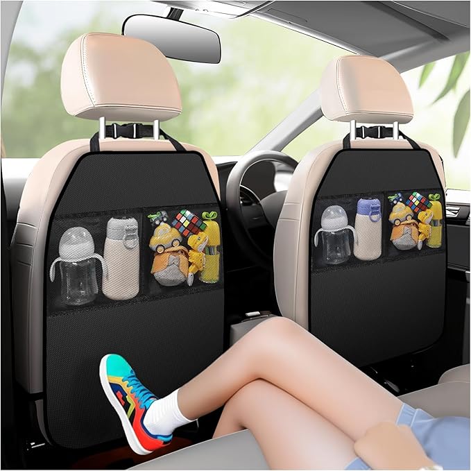 2PCS Back Seat Cover for Kids,Anti-Slip Design Kick Mats Back Seats Protector with 2 Storage Mesh Pockets for Cars,Easy-to-Clean Backs of Seats Protector for Kids Feet Car Seat by Unknown