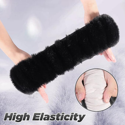 SEG Direct Furry Steering Wheel Cover, Fluffy Fuzzy Gear Shift Cover Black | Gear Shift Cover, 2 PCS Set, Soft and Warm, Cute Fur Auto Car Decor, Standard Size 14.5- 15 inch for Women Men - Image 5