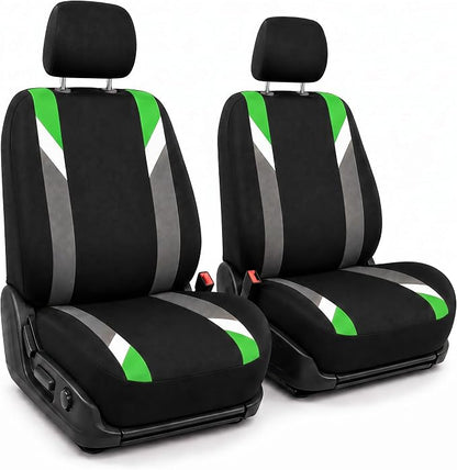 FH Group Front Set Cloth Car Seat Covers for Low Back Car Seats with Removable Headrest, Universal Fit, Airbag Compatible Seat Cover for SUV, Sedan, Van, Green by FHGroup