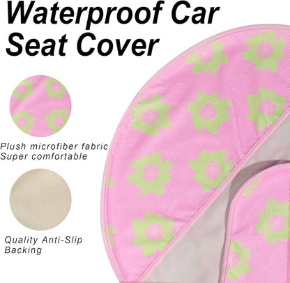 Sweat Towel Car Seat Cover Protector Front Seats for Gym Workout, Running, Swimming, Beach and Hiking, Waterproof Universal Seat Cover for Car, Trucks, Van & SUV (2, Pink Flower, Front) - Image 4