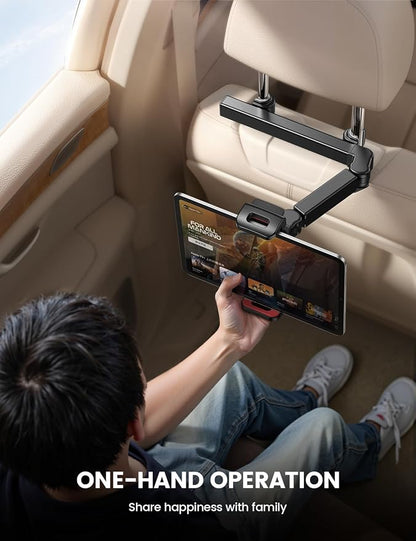 Lamicall Car Headrest Tablet Holder - 3 in 1 Extension Arm Tablet Car Mount | Road Trip Essentials for Kids, for 4.7-11" Devices, for iPad Pro Air Mini, Galaxy, Fire HD, Red - Image 6