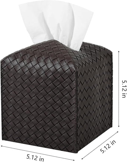Tissue Box Cover Square Leather Facial Paper Holder, Chocolate Brown | PU Leather，Easy to Fill, Easy Clean, Decorative Cube Tissue Box Holder for Office, Bathroom,Kitchen, Living room, Guest room - Image 2