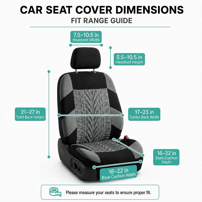FH Group Front Set Premium Cloth Car Seat Covers for Low Back Car Seat with Removable Headrest, Universal Fit, Airbag Compatible Seat Cover for SUV, Sedan, Beige - Image 8