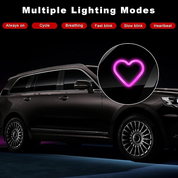 Car LED Ambient Light, Rechargeable Heart Shaped Lamp Triangle Car Window Ambient Light with Suction Cups, Cute Love Heart Atmosphere Lamp Interior Decor for Most Vehicles (Pink) - Image 5