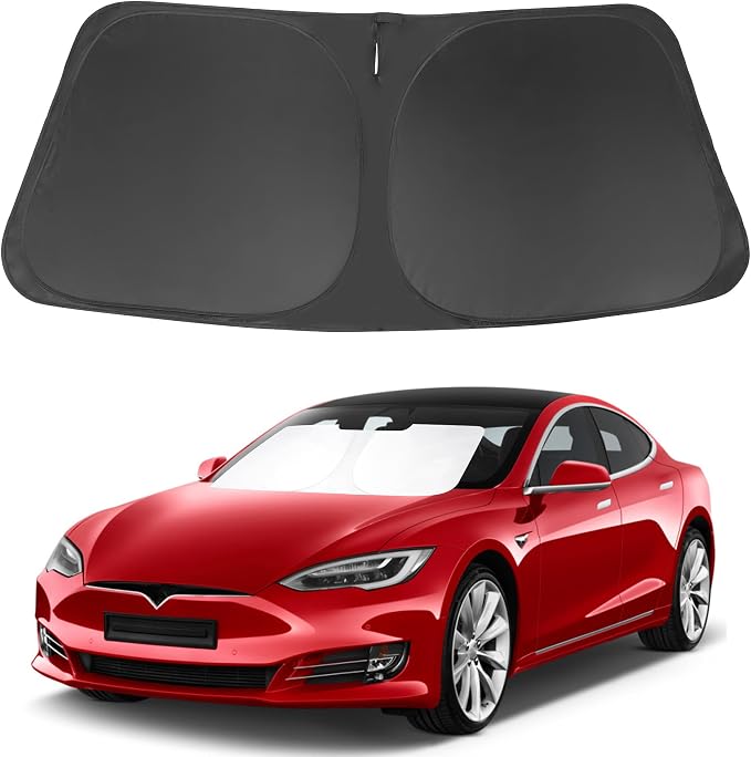 Windshield Sun Shade for 2012-2026 Tesla Model S Accessories | Full covered for windshield, Foldable & Durable, Block UV Rays, Reduce Heat, Easy to install, Keep Car Cooler by LHFLIVE