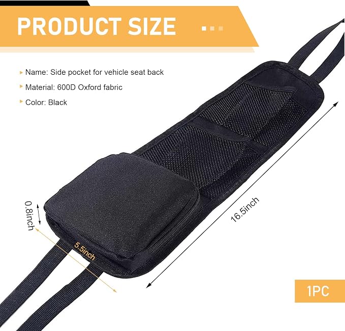 2 PCS Car Seat Side Organizers, Hanging Multi-pocket Storage Bag, Large Capacity Front Seat Organizer for Phones Keys Wallets, Portable Camping Part for Cars SUVs Trucks (Black) - Image 2