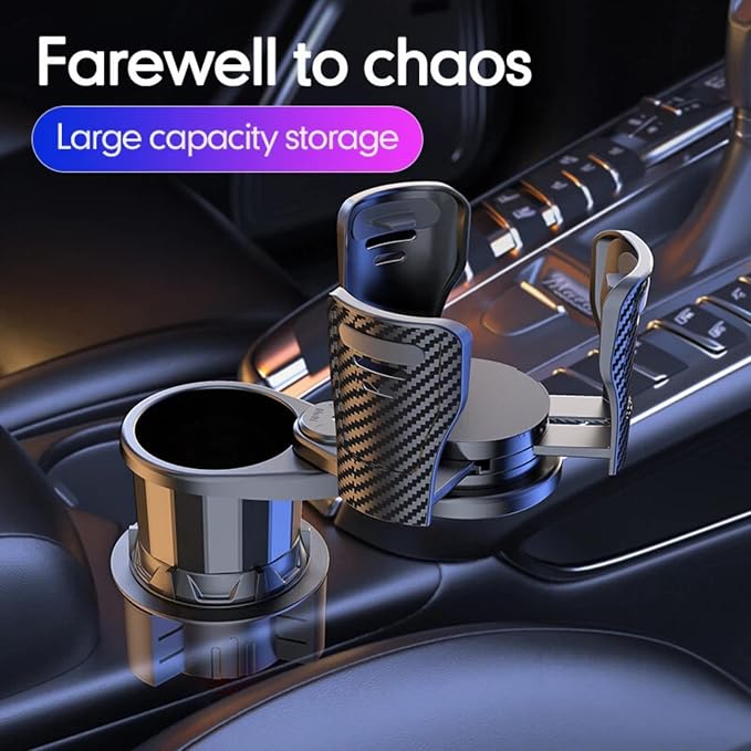 Car Cup Holder Expander, 2-in-1 Manual 360 Rotation | 2-in-1 360° rotating design, durable ABS build, twist-to-install, for daily commute, stable on flat roads - Image 5