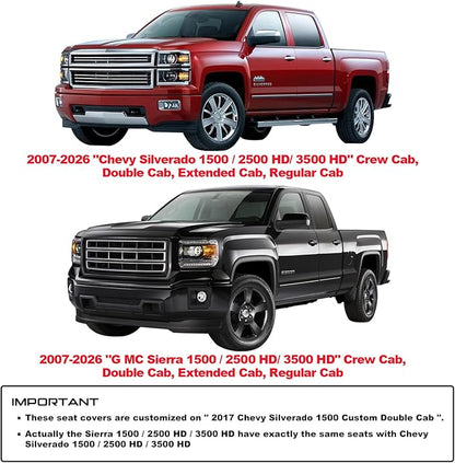 Back Seat Covers Chevy Silverado GMC Sierra 2007-2026 1500 2500HD 3500HD | Aierxuan Black Rear Cushion Custom Fit Truck Pickup Crew Double Extended Cab Waterproof Leather Split Bench - Image 2