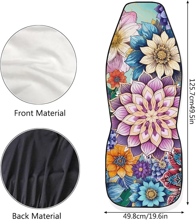 Bohemian Flower Car Seat Cover Front Bottom Seat Cushion Cover, Front Seat Covers Universal Fits Most Cars, SUVs, and Trucks, Washable and Easy to Install - Image 5
