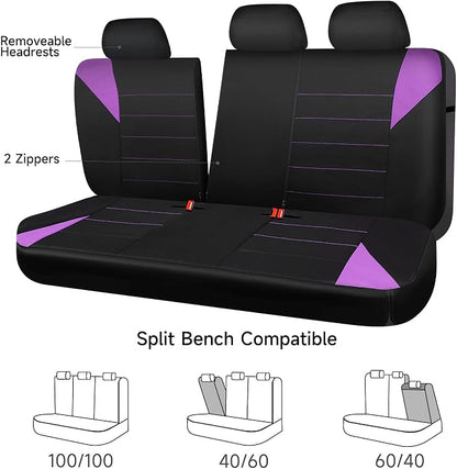 CCAR Pass Neoprene Wetsuit Seat Covers, Waterproof Car Seat Covers Full Sets with 5mm Composite EVA, Universal Fit for Car Sedan, SUV Trucks Anti Slip with Airbag Compatible(Black Purple) - Image 8