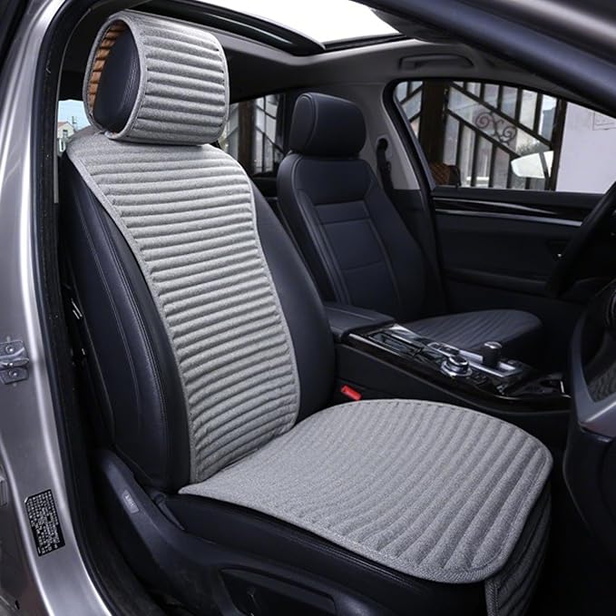 Car Seat Covers Buckwheat Hull Universal Front Seat Only | Bottom Seat Covers For Most Cars, SUVs, Vans Trucks Car Seat Cushion Protector Mats Pad Gray by Suninbox