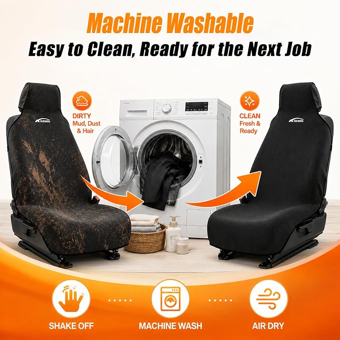 Seat Covers for Trucks, Waterproof Towel Seat Protectors, 1 Pack | 67x30 in Large Size, Sweat-Absorbent Microfiber, Anti-Slip, Quick Drape-On, Front Seat Coverage for Work, Gym, Beach, Pet - Image 2