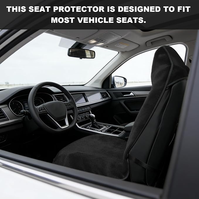 Car Towel Seat Cover, Waterproof Non-Slip Bucket Seat Protector for Running Swimming Hiking, Universal Machine Washable Front Seats Towel Protective Cover for Car SUV Truck (Black) - Image 6