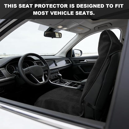 Car Towel Seat Cover, Waterproof Non-Slip Bucket Seat Protector for Running Swimming Hiking, Universal Machine Washable Front Seats Towel Protective Cover for Car SUV Truck (Black) - Image 6