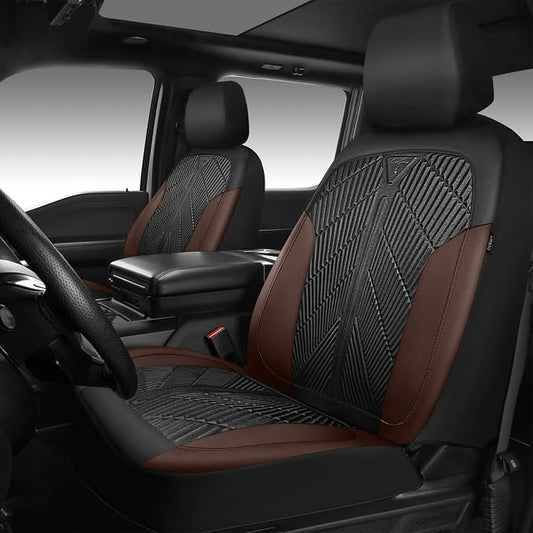 CAR PASS Waterproof Black Brown Car Seat Covers Front Seat Covers Neoprene Wetsuit,All-Weather Non-Slip Durable,Universal Fit for SUV Sedans Trucks Automotive,Airbag Compatible,3D Emboss Black Brown - Image 2
