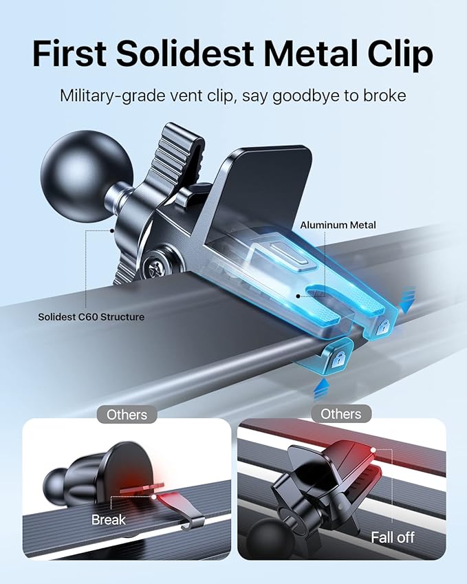 andobil Upgraded for Magsafe Car Mount Pro [Strongest Magnet, Big Phone Friendly] 360° Rotation Magnetic Phone Holder for Car Vent for iPhone 17 Pro Max 16/15/14/13/12 Samsung S26/S25 (Carbon Fiber) - Image 3