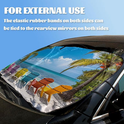 Tropical Car Windshield Sun Shade Sun Visor Protector, Universal Fit for Car, SUV, Truck, 59x31.5 Inch - Image 3