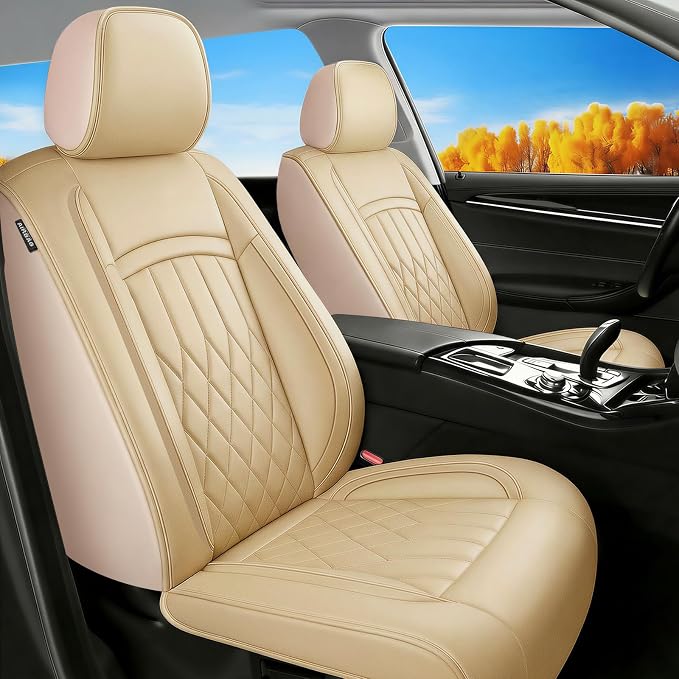 Fit for Venza Seat Covers Compatible with Toyota Venza 2009-2020 - Waterproof Breathable Leather Automotive Seat Cushions Protector,Airbag Compatible,Full Set 5 Seats(Beige) by Unknown