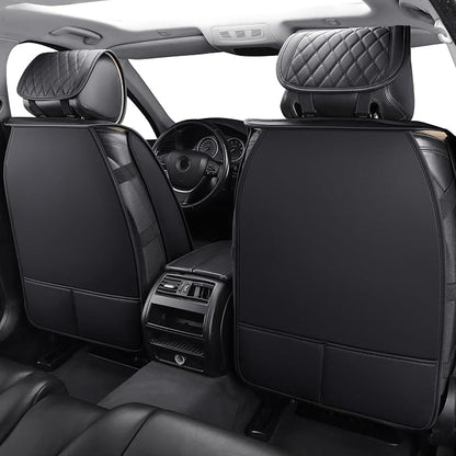 Leather Car Seat Covers Automotive Accessories Universal Fit for SUV | Black-White Universal Fit Honda Hyundai Sonata Kona Accent Ford Fiesta Focus Buick Encore Split Bench 40/60 - Image 2
