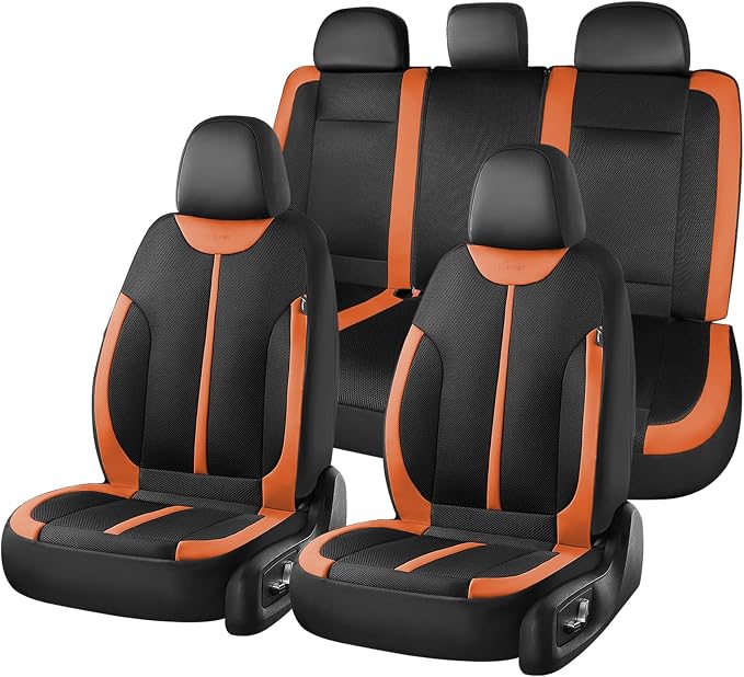 Seat Covers, Car Seat Covers Full Set, Black&Brown Seat Covers for Cars 5 Seats, Breathable Car Seat Protector, Front and Rear Car Seat Cushion, Automotive Seat Covers Universal Fit for Most Cars SUV by FLORICH