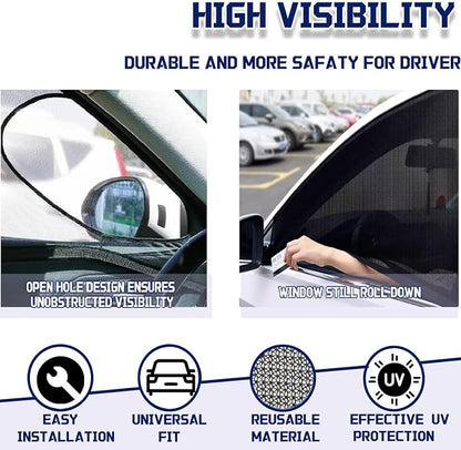 Car Window Screens for Side Windows, OUTTDID 4 Pack Side Window Sun Shades,Stretchy Mosquito Net Cover Fit Cars SUVs - Front & Rear - Image 3
