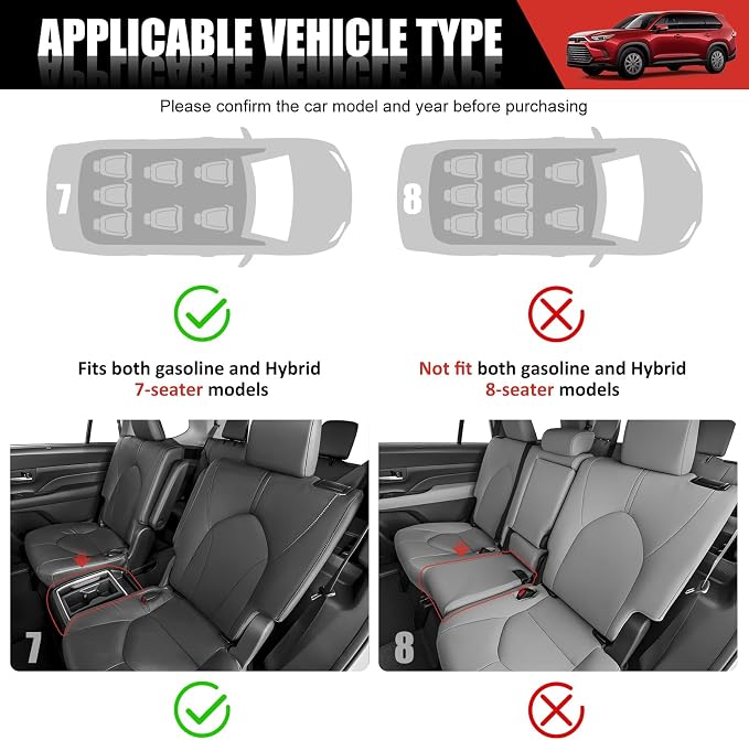 Kick Mat Fit for 2024-2025 Toyota Grand Highlander, TPE Cargo Liner All Weather Backrest Mat for Grand Highlander 7 Seats Accessories(Not fit Highlander) - Image 3