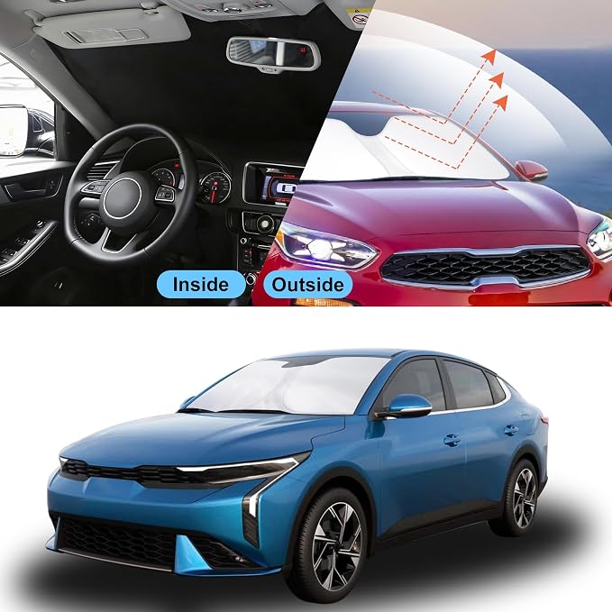 Front Windshield Sun Shade Foldable Car Front Window Sun Shade Windshield Shade Custom Fit for 2019-2023 Kia Forte Block UV Rays Accessories Heat Keep Cooler - Image 6