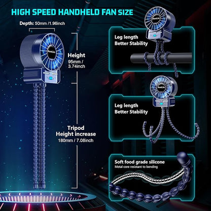 multifunctional USB rechargeable portable stroller small fan 4 speed 6600rpm high speed mini small handheld cooling fan extended flexible tripod for desktop wrap crib bike treadmill car kids gift - Image 5