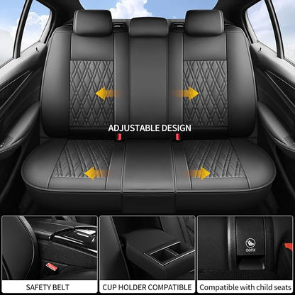 for Subaru Legacy 2008-2026 Car Seat Covers, Full Set, Black | Luxury Full Coverage Leather Seat Protectors, Waterproof Breathable, Non-Slip, Easy to Install, Airbag Compatible, All-Season - Image 4