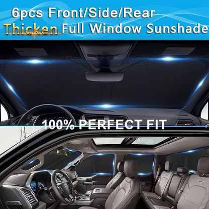 KMF 6pcs Thicken Sun Shades for Ford Maverick 2022-2025 Accessories, Custom Fit Full Car Window Covers Sunshade for Windshield Side Rear, UV Block and Blackout Privacy for Camping Outdoor - Image 3