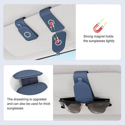 Sotfamily Magnetic Sunglass Holder for Car Visor, 2 Packs, Faux Leather | Strong Magnetism, for Most Car Visors, No Marks on Visor, Gift-Ready Packaging, Sunglass Organizer, Car Accessories for Men - Image 4