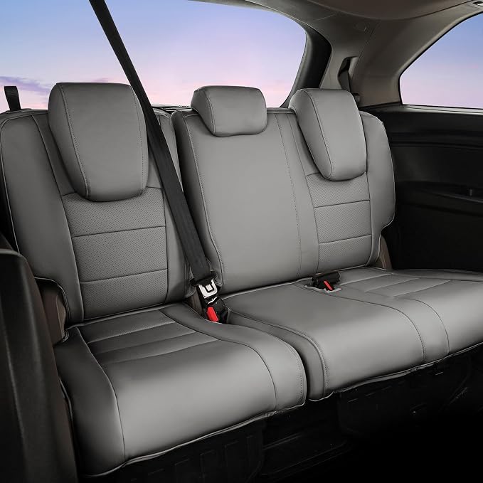 Full Set Car Seat Covers for Honda Odyssey 2018-2026,8-Seater,Faux Leather | for EX,EX-L,Elite,Touring,Sport,2nd Row 40/20/40 Split Seat,Luxury Waterproof Seat Protector,Fit Like A Glove(Gray) - Image 3