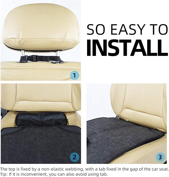 Viaviat Leather Car Seat Protector for Booster Durable Waterproof Protector Mat Large Auto Seat Cover with Storage Pocket for Child Toddler Safety Seat Baby Basket (Black) - Image 5