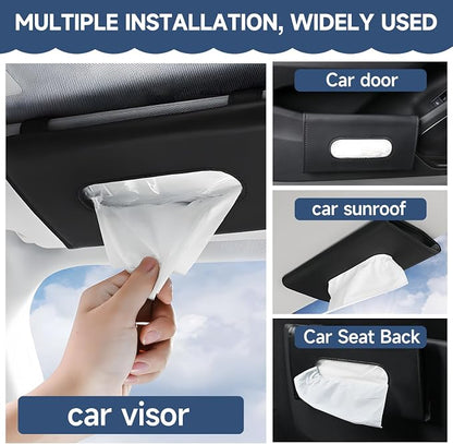 Luxury Car Tissue Holder for Visor with Lotion Facial Tissues | Diamond PU Leather with Velvet Lining | Allergy & Sensitive Skin Care | Slim Tissue Holder | Perfect for Commute & Road Trips - Image 5