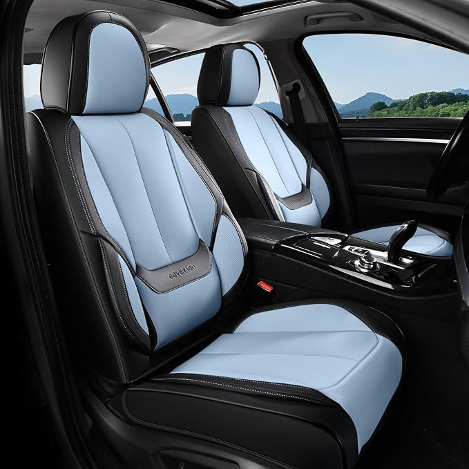 Coverado Car Seat Covers, Seat Covers for Cars, Waterproof Leather Auto Seat Protectors, Leather Car Seat Cushion, Car Interiors Accessories Universal Fit for Most Cars - Image 2