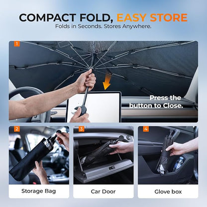 [2026 Upgraded] DooGooCoo Windshield Sun Shade Umbrella for Toyota 4Runner 2017-2025 2026 [100% Sunlight Blocked, Cooling Ice Crystal] Sunshade for Car Windshield for 4Runner Sun Shade. - Image 9